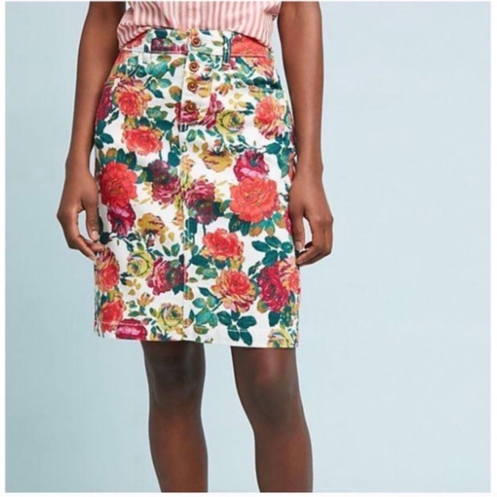 ANTHROPOLOGIE Floral Skirt Women's 10 Maeve Mini Cottagecore Feminine Colorful